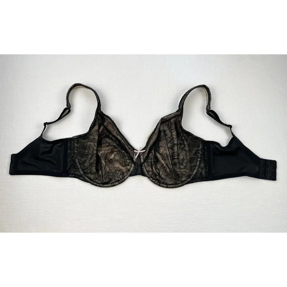 Cacique Black‎ Lace Bra Underwire Full Coverage 36DDD